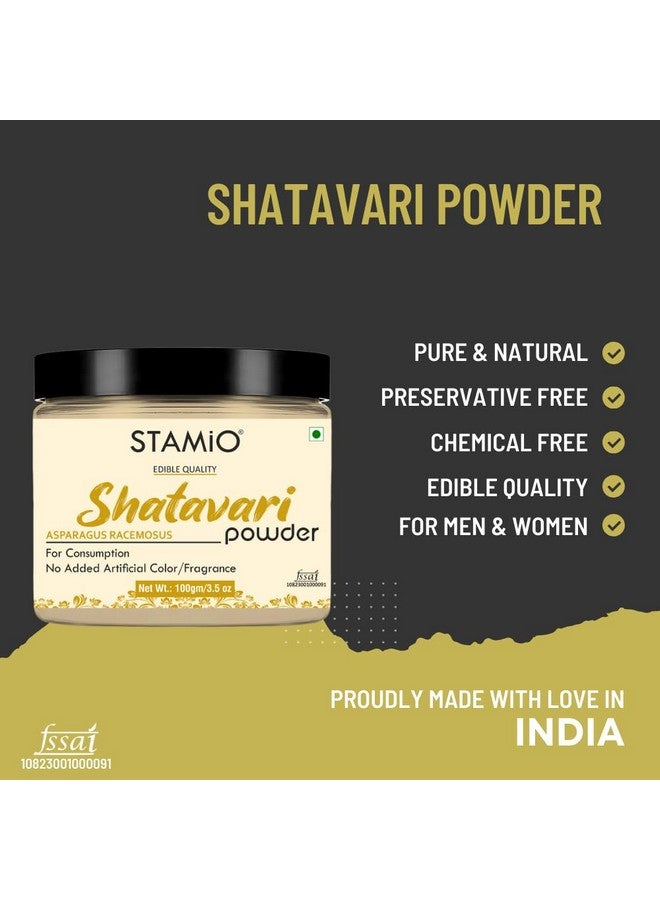 STAMIO Shatavari Root Powder 100 Gm | Asparagus Racemosus | Satavari Kizhangu Podi | Chittamoothi Podi | In Jar 3.53 Oz  - Image 2