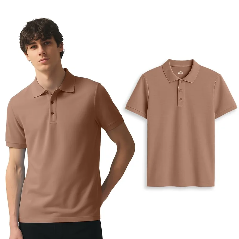 نوبيرو Men's Cotton Solid Regular Fit Polo Shirt