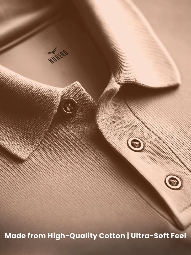 نوبيرو Men's Cotton Solid Regular Fit Polo Shirt