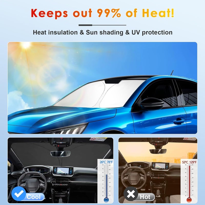 BSTW Car Sun Shade for Peugeot 208 e-208 (2019-2025) - Foldable Windscreen Cover with Heat Insulation & UV Protection - Image 2