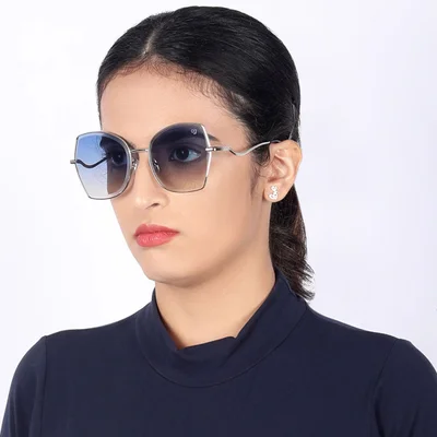 Woggles Latest & Stylish UV Protected Blue Oversized Sunglasses for Women