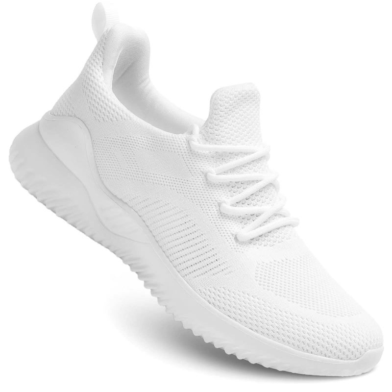 Kapsen Mens Non Slip Running Shoes Ultra Light Breathable Casual Walking Shoes Fashion Sneakers Mesh Workout Sports Shoes White