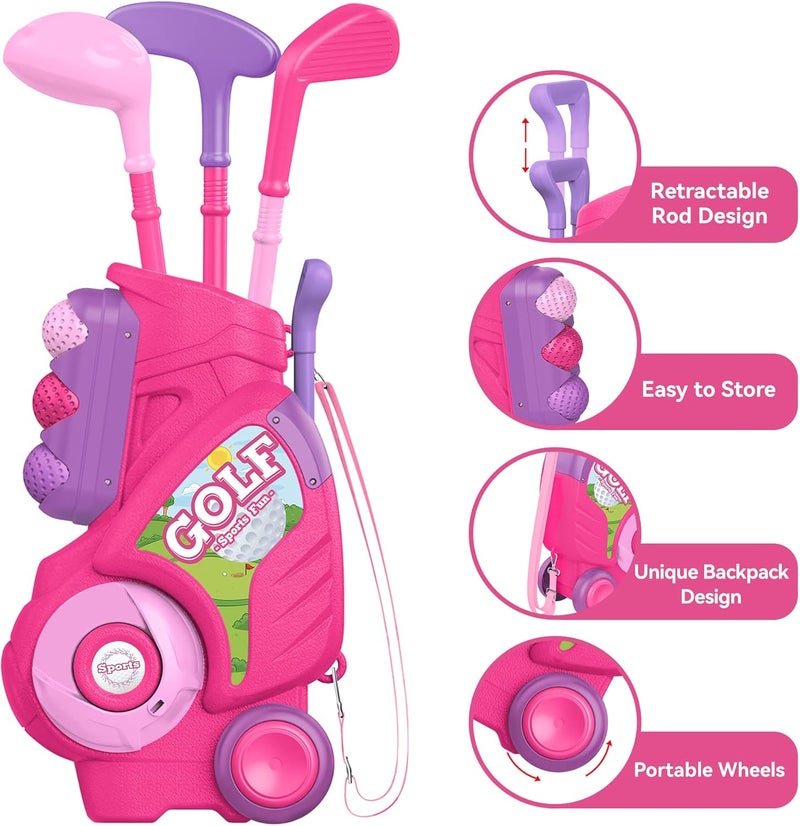 Liberry Toddler Golf Set for Ages 1-4 with Golf Cart and Accessories (Pink) - Image 3