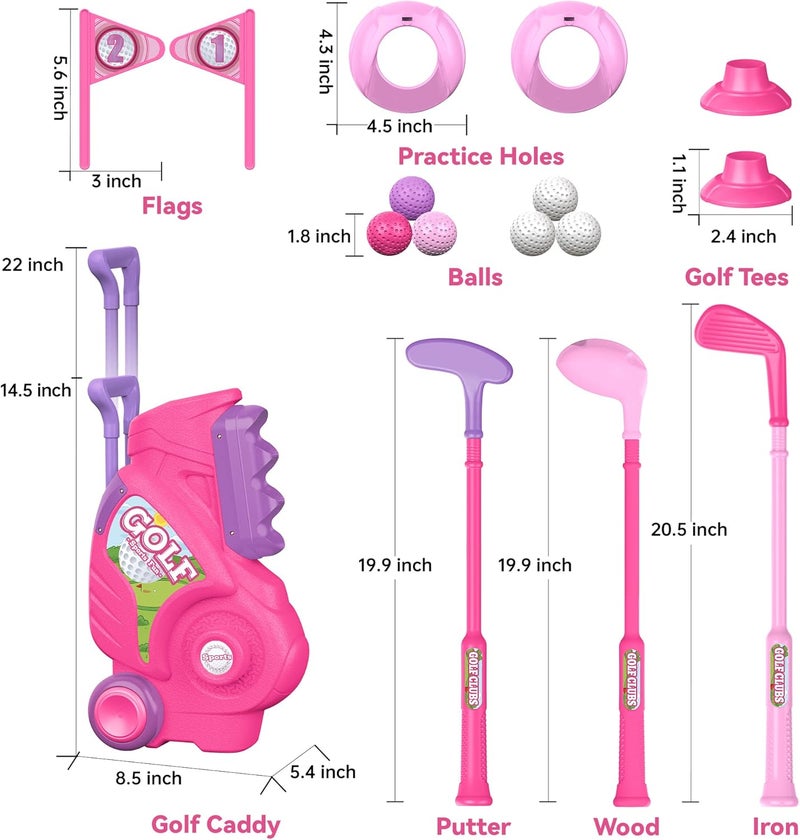 Liberry Toddler Golf Set for Ages 1-4 with Golf Cart and Accessories (Pink) - Image 4