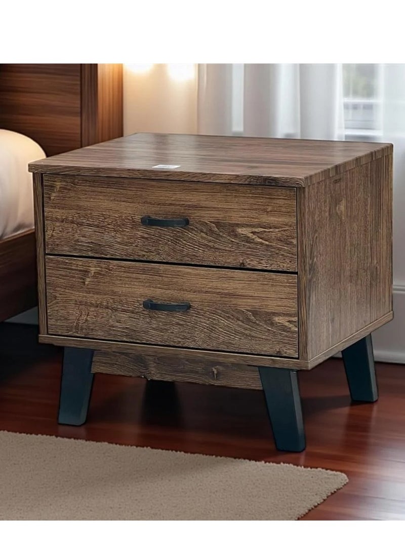 Modern wooden two-drawer side table