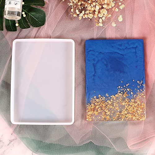 DSHE Silicone Mold Tray Geode 1pcs Agate Platter Molds and 2pcs Gold Handles, Epoxy Resin Casting Molds for Making Faux Agate Tray,Serving Board (molds with 2pcs Handles) - Image 3