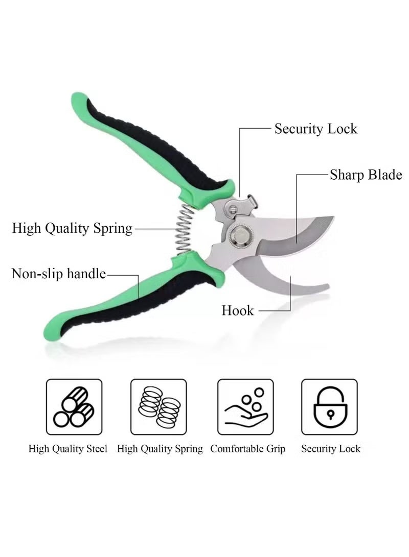 Garden Pruning Shears, Hand Gardening Cutter, Professional Garden Scissors with Stainless Steel Blade,Ultra Sharp Scissors for Trimming, Fruits, Flowers, Plants, Green - Image 3