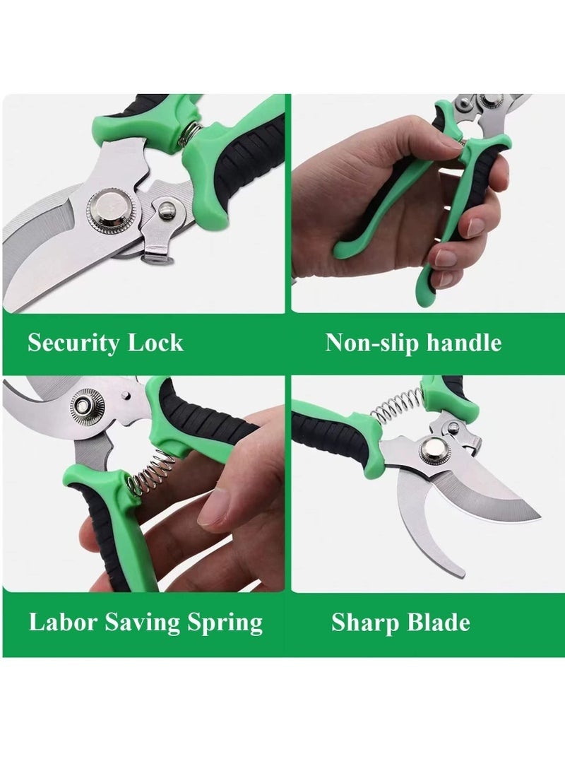 Garden Pruning Shears, Hand Gardening Cutter, Professional Garden Scissors with Stainless Steel Blade,Ultra Sharp Scissors for Trimming, Fruits, Flowers, Plants, Green - Image 5