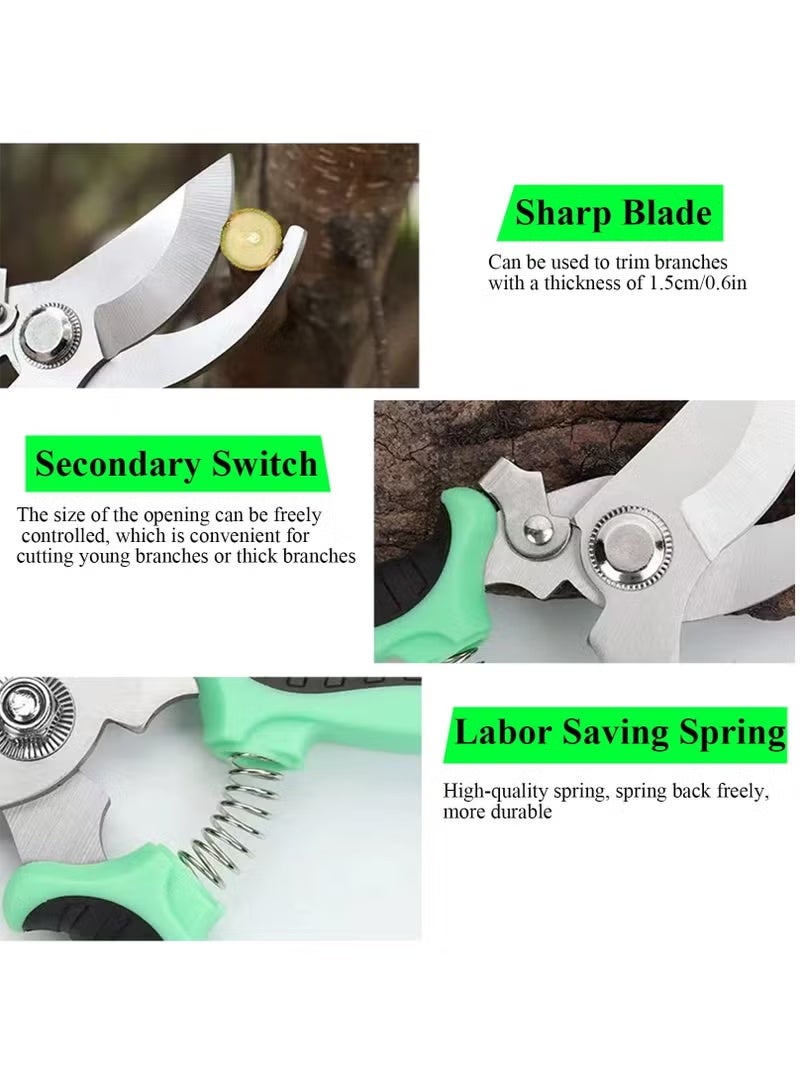 Garden Pruning Shears, Hand Gardening Cutter, Professional Garden Scissors with Stainless Steel Blade,Ultra Sharp Scissors for Trimming, Fruits, Flowers, Plants, Green - Image 4