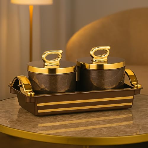 Nabhya Bella Rose 4pc Multipurpose Airtight Dry Fruit Containers Set With Lid & Serving Tray For Plastic Dry Food Storage Box I Gifting Set I (Brown, Pack of 2) - Image 2