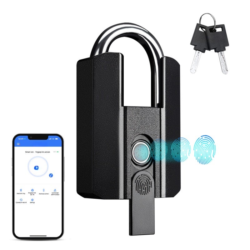 Fingerprint Lock with Key Backup USB Rechargeable Key/ BT TTLock APP/ Fingerprint Unlock Smart Keyless IP67 Waterproof Fingerprint Padlock Ideal for Door Luggage Suitcase Office Locker - Image 1