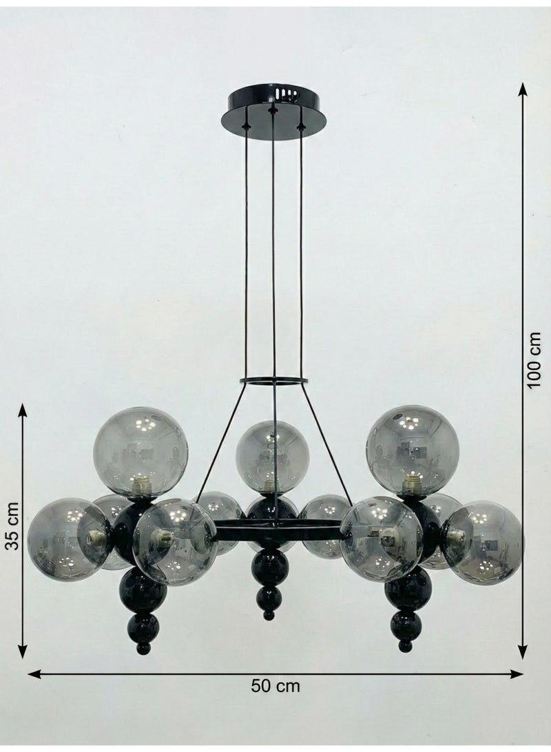 BUY4LESS -  Modern Lighting, Modern Chandelier, Light,  Black Color, 100x35x50 cm, Suitable  for bedroom and living room, Glass Material, Adjustable height. - Image 4