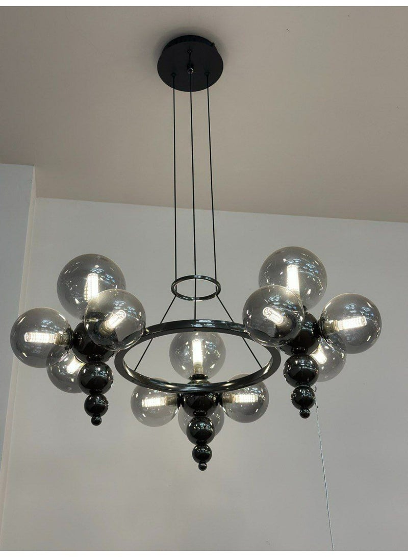 BUY4LESS -  Modern Lighting, Modern Chandelier, Light,  Black Color, 100x35x50 cm, Suitable  for bedroom and living room, Glass Material, Adjustable height. - Image 1