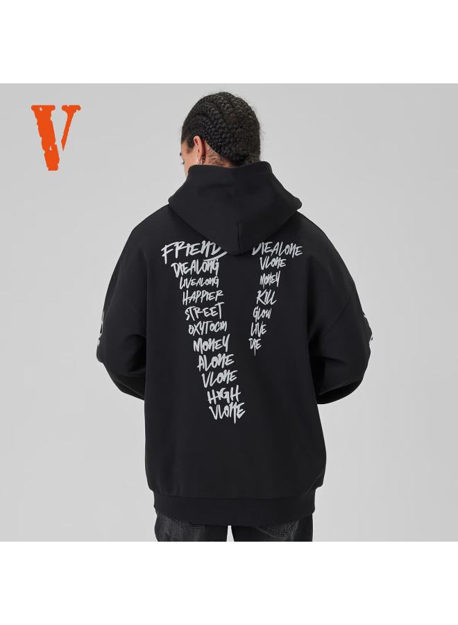 Vlone 3m Letter Graffiti Large Logo Printed Hoodie Vlzh24002 Black L - Image 2