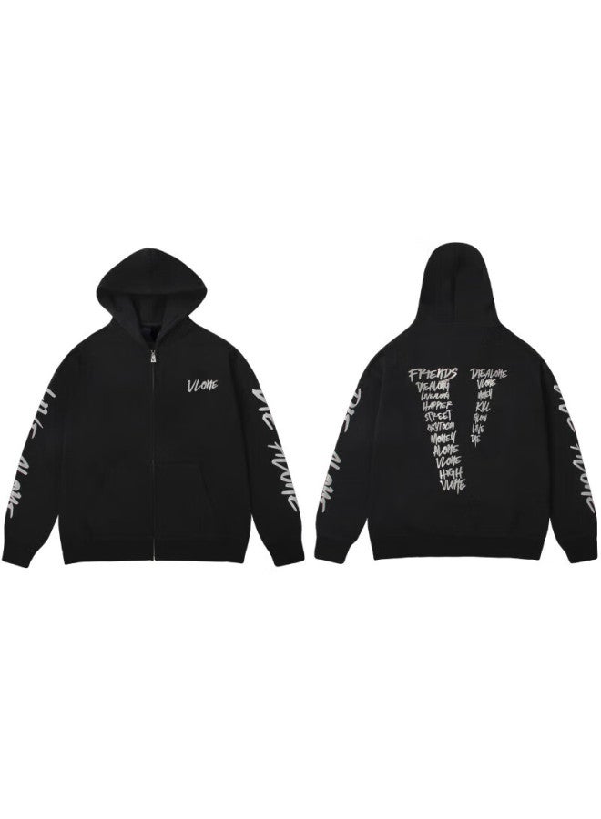 Vlone 3m Letter Graffiti Large Logo Printed Hoodie Vlzh24002 Black L - Image 5