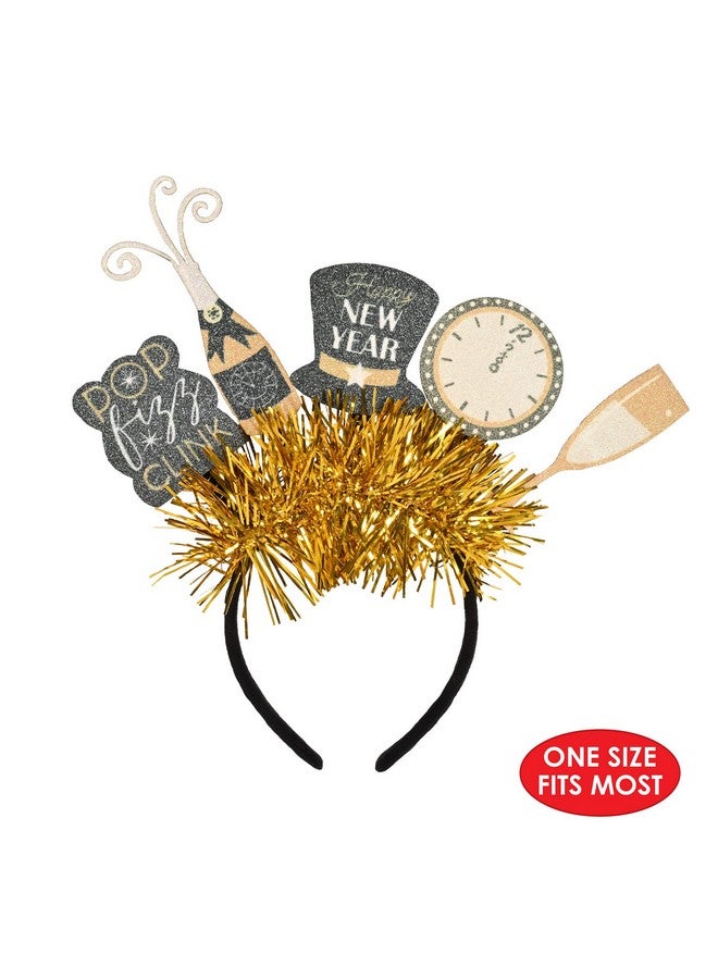 Beistle طقم من 2 قطعة أغطية رأس بوب فيز كلينك رأس سعيد بمناسبة رأس السنة الجديدة، بوببرز رأس للملابس الرأسية باللون الأسود والذهبي والأبيض الفاتح - Image 3