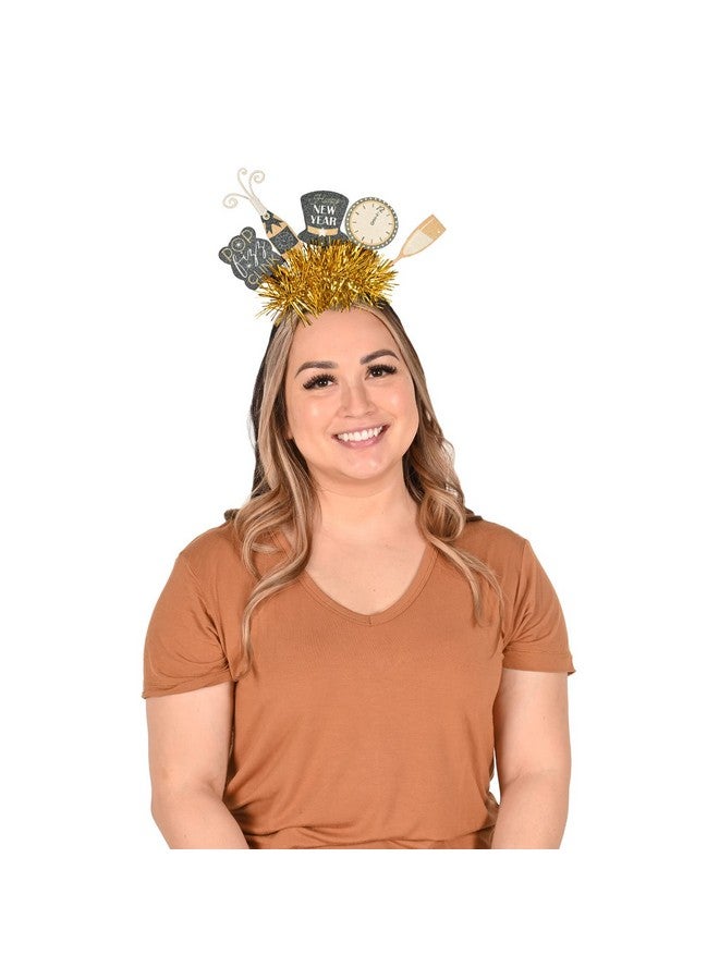 Beistle طقم من 2 قطعة أغطية رأس بوب فيز كلينك رأس سعيد بمناسبة رأس السنة الجديدة، بوببرز رأس للملابس الرأسية باللون الأسود والذهبي والأبيض الفاتح - Image 2