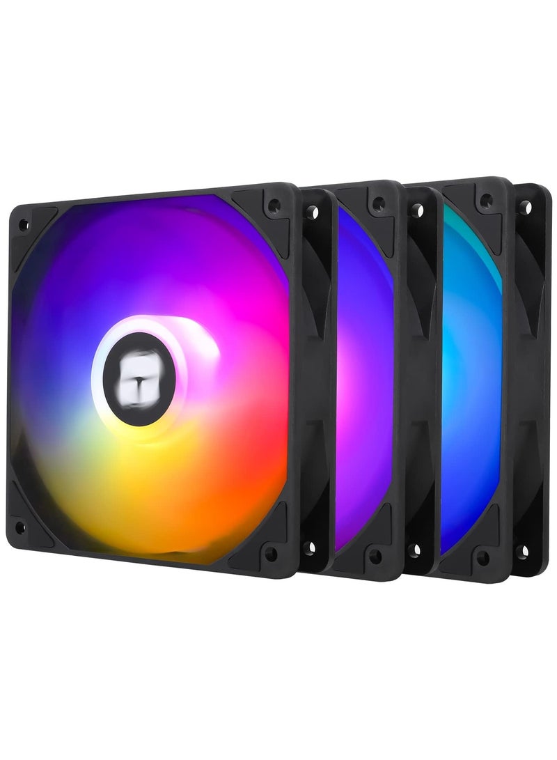 3 Pcs TL-C12C-S CPU Fans - 120mm ARGB Case Cooler Fan, 4pin PWM Silent Computer with S-FDB Bearing Included up to 1550RPM Cooling Fan - Image 1