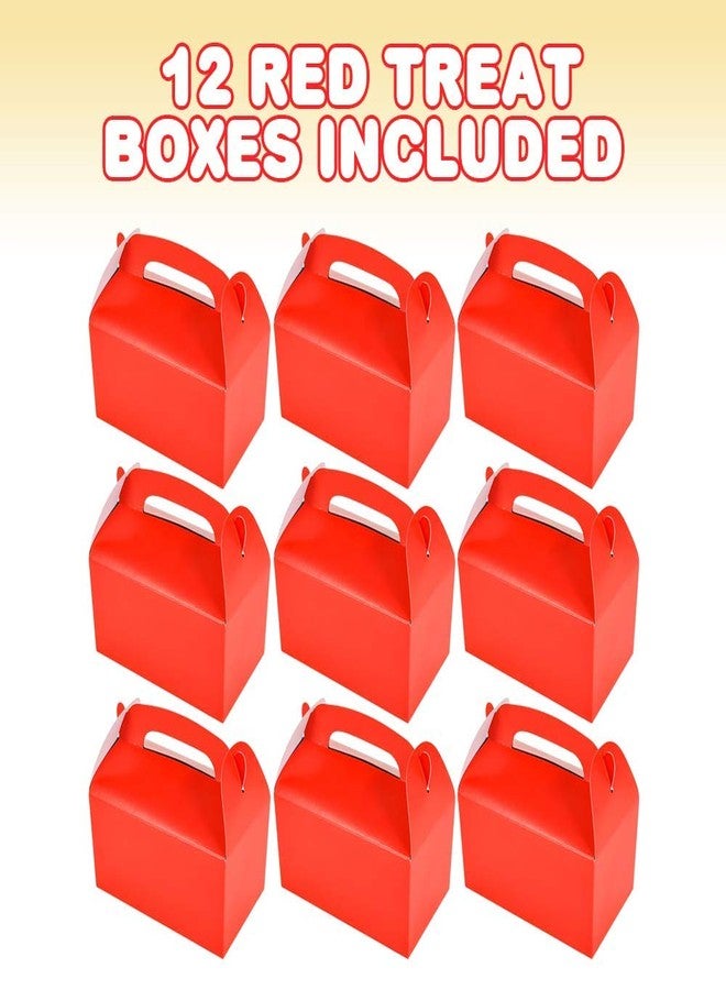 آرت كريتيفيتي علب هدايا حمراء من ArtCreativity للحلوى والبسكويت وهدايا الحفلات - عبوة من 12 علبة بسكويت لعيد الميلاد، علب كرتونية لطيفة بمقابض لحلوى الزفاف وهدايا أعياد الميلاد وحلويات العطلات - Image 2