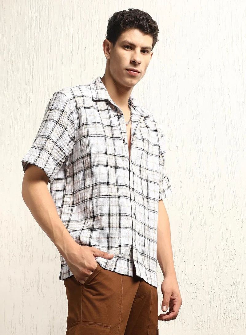Hubberholme Multicolor 1 Oversized Multicolor Waffle Shirt for Men, Checked Design for Men | Best Price UAE