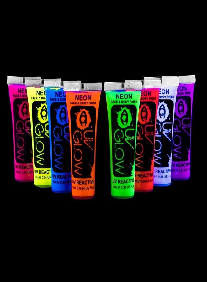 Uv Glow Blacklight Face and Body Paint 0.34oz - Set of 8 Tubes - Neon Fluorescent (All Colours) - Image 2