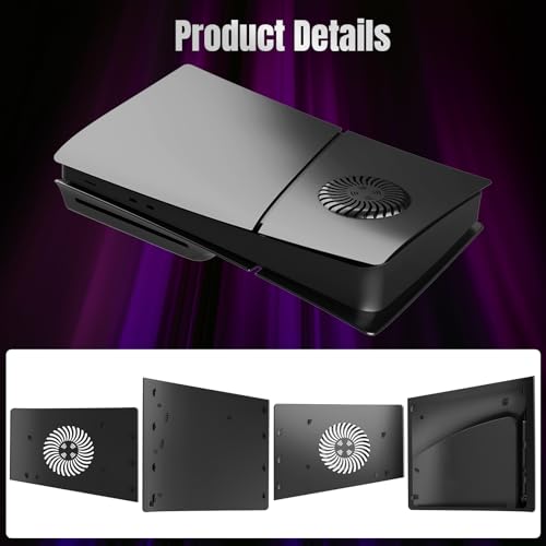 PEYANZ Faceplate Cover Compatible with PlayStation 5 Slim (Disc Edition) - Protective ABS Shell, Scratch-Resistant Matte Surface, Easy Installation, Includes 2 Silicone Covers (Black+) - Image 4