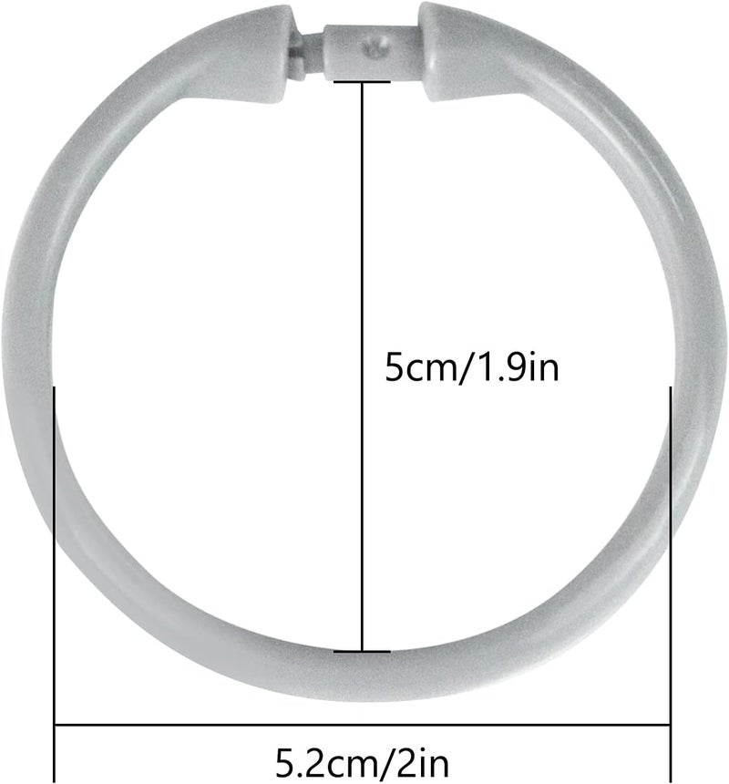 Qulable Shower Curtain Rings-12 Pack- Plastic Shower Curtain Hooks O-Shaped Rings Hook Glide Easily on Bathroom Shower Rod(Grey) - Image 3