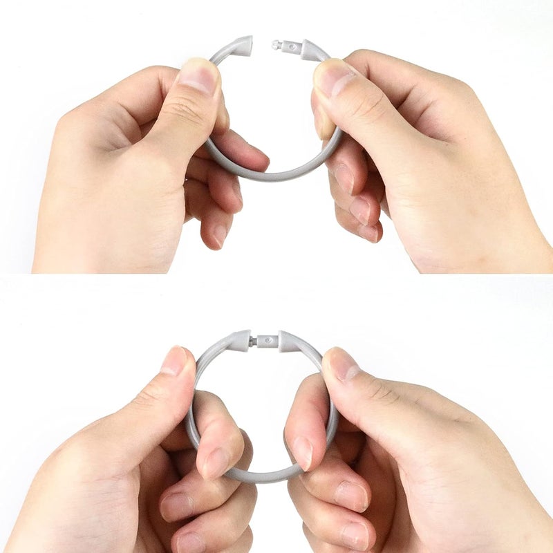 Qulable Shower Curtain Rings-12 Pack- Plastic Shower Curtain Hooks O-Shaped Rings Hook Glide Easily on Bathroom Shower Rod(Grey) - Image 5