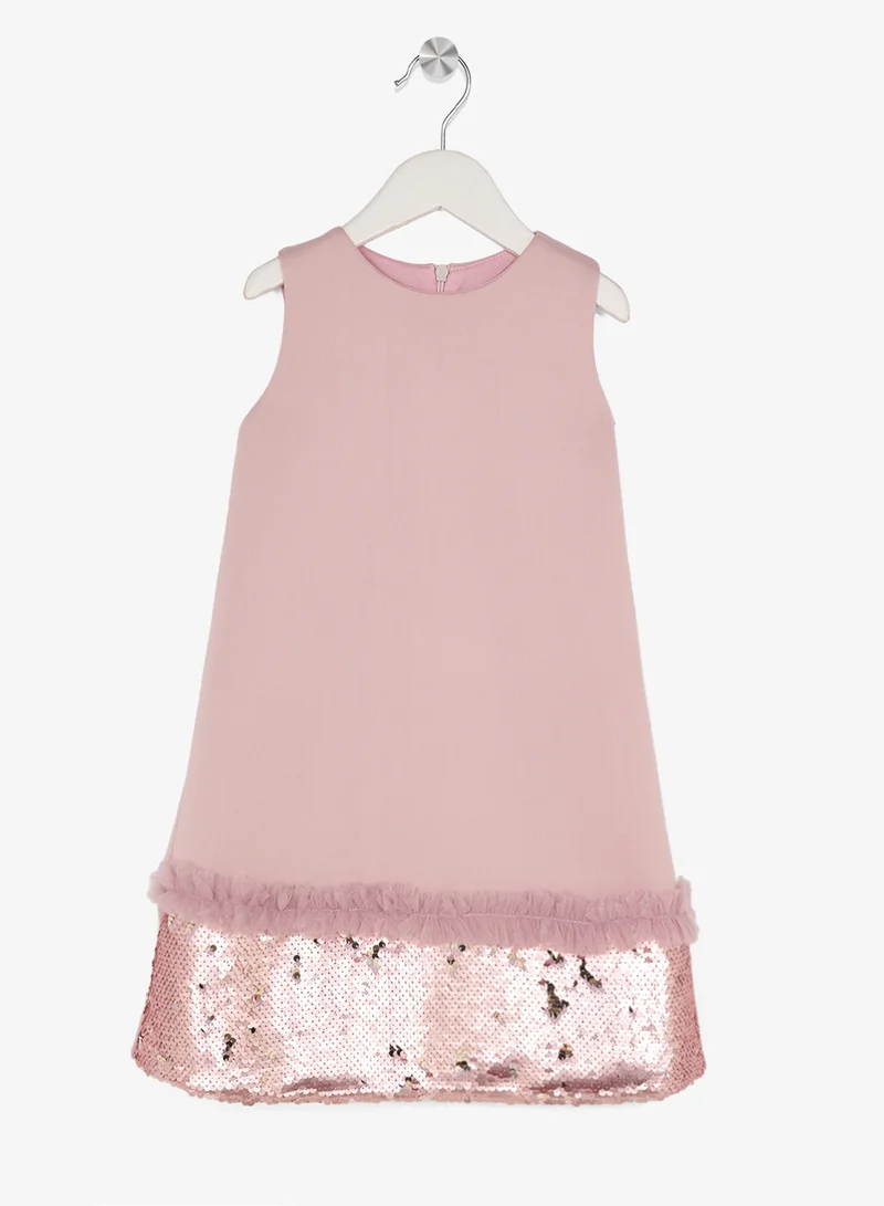 Little Golden Apple Little Cut Sleeve With Sequin Dress