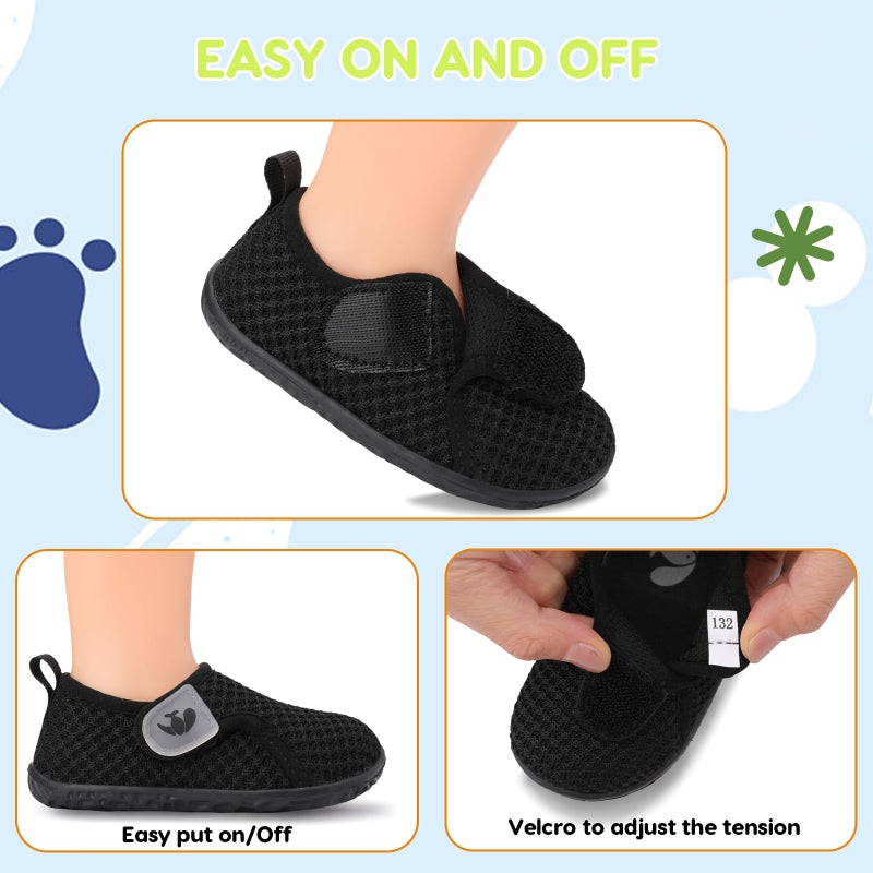 FEETCITY Baby First Walking Shoes Boys Girls Toddler Sneakers Anti-Slip Newborn Crib Shoes Black - Image 3