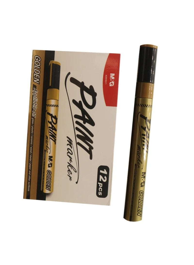 M&G Chenguang Permanent Metallic Paint Marker Pens for Multi-Surface Oil-Based Marker - Gold - 1pcs- No:AOMY8571 - Image 1