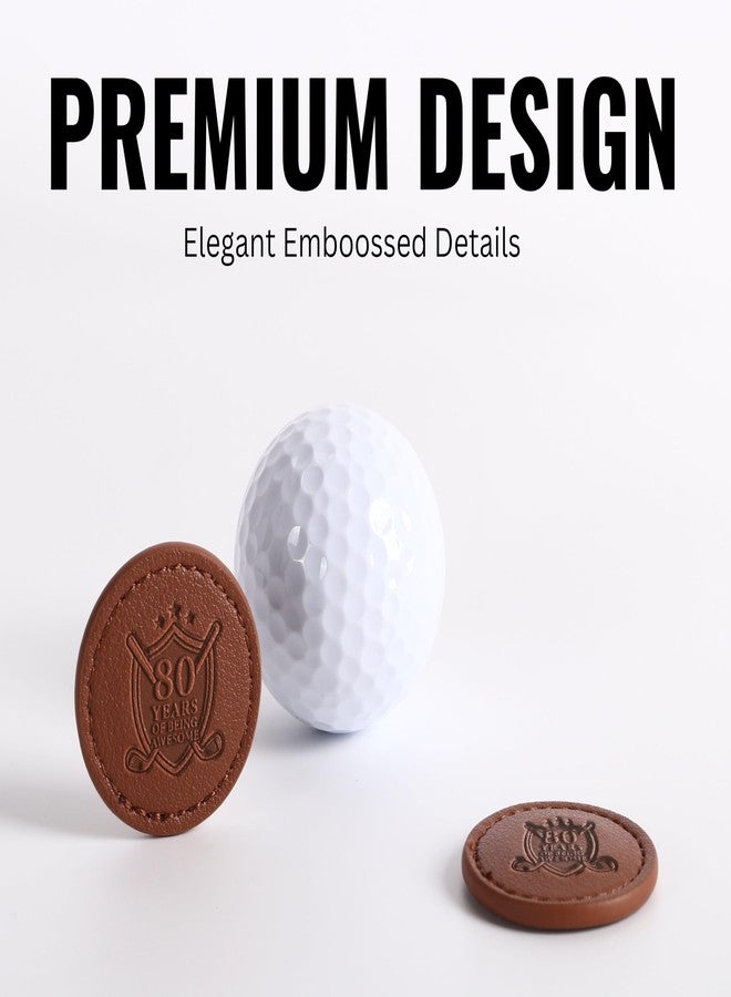 CybGene 80th Birthday Gifts for Men Golf Ball Markers (Tan, Set of 2), 80th Birthday Leather Golf Markers Golf Accessories, Birthday, Christmas - Image 5