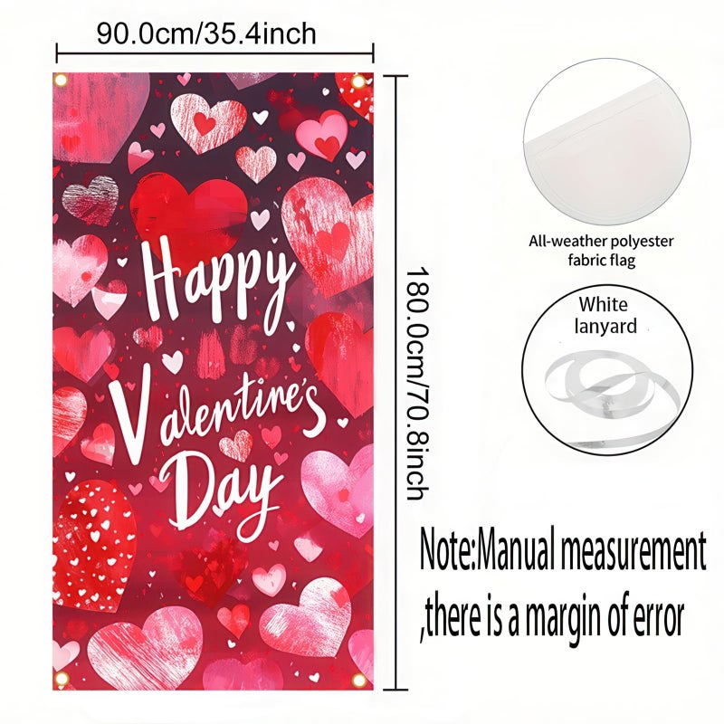 BlissYard Valentines Day Door Cover 71x35 Inch â€“ Valentine Door Cover Gnome Love Heart Design, Valentines Door Decorations for Front Door Indoor Outdoor Valentines Day Decor - Image 5
