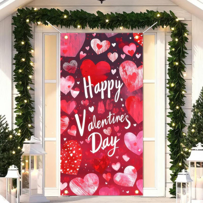 BlissYard Valentines Day Door Cover 71x35 Inch â€“ Valentine Door Cover Gnome Love Heart Design, Valentines Door Decorations for Front Door Indoor Outdoor Valentines Day Decor - Image 2