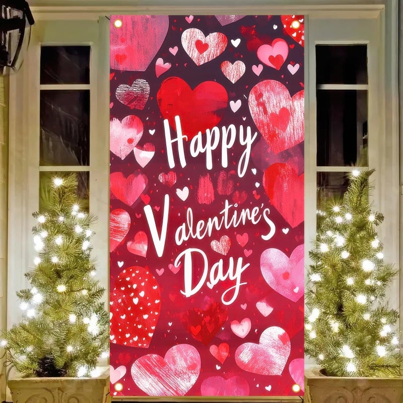BlissYard Valentines Day Door Cover 71x35 Inch â€“ Valentine Door Cover Gnome Love Heart Design, Valentines Door Decorations for Front Door Indoor Outdoor Valentines Day Decor - Image 4