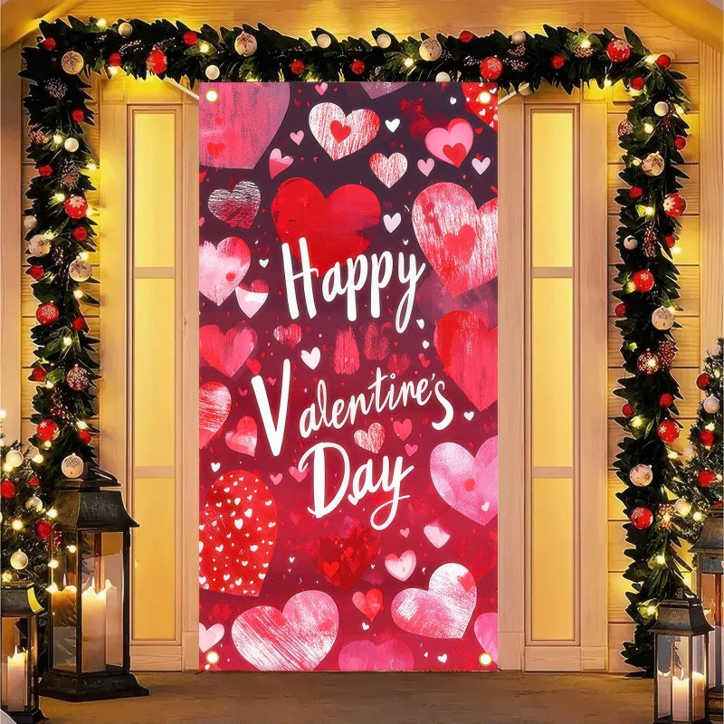 BlissYard Valentines Day Door Cover 71x35 Inch â€“ Valentine Door Cover Gnome Love Heart Design, Valentines Door Decorations for Front Door Indoor Outdoor Valentines Day Decor - Image 3
