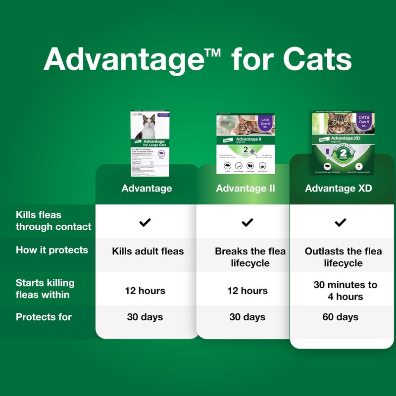 Advantage Topical Cat Flea Treatment and Prevention for Large Cats Over 9 lbs. | Apply Flea Drops Monthly | 2 Treatments - Image 2