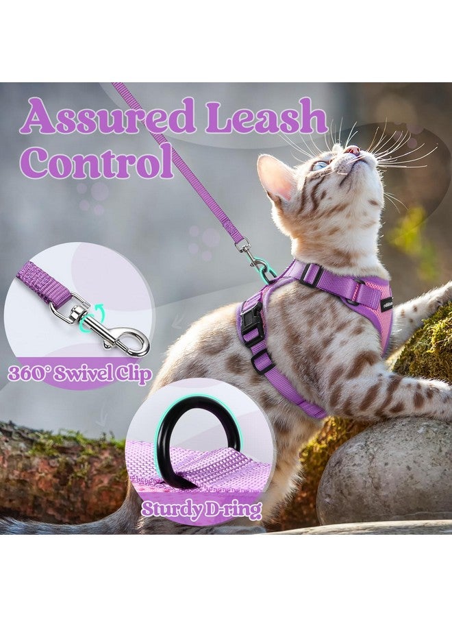 رابيتجو طقم حزام ومقود للقطط من rabbitgoo، حزام صدرية ناعم مقاوم للهروب قابل للتعديل للمشي في الهواء الطلق، سترة قطط صغيرة سهلة التحكم وجيدة التهوية مع شرائط عاكسة، وردي وأرجواني، مقاس XS - Image 4