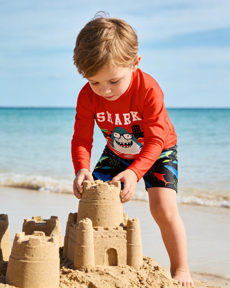 Ghteas Baby Swimming Suit Orange Toddler Swimsuit Boy Long Sleeve Beach Wear 2t Bathing Suit Boys 3t Boys Swimsuits Toddler Swimsuit 2t 3t - Image 2