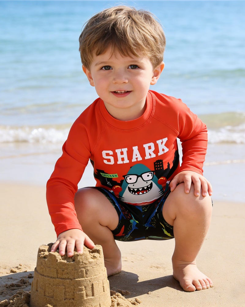 Ghteas Baby Swimming Suit Orange Toddler Swimsuit Boy Long Sleeve Beach Wear 2t Bathing Suit Boys 3t Boys Swimsuits Toddler Swimsuit 2t 3t - Image 3