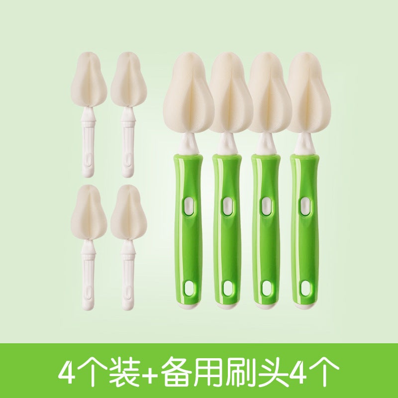 Infant Pacifier Brush Cleaning Brush Suit 360 Degree Rotating Replacement Head Sponge Bottle Brush Pacifier Brush Suit - Image 1