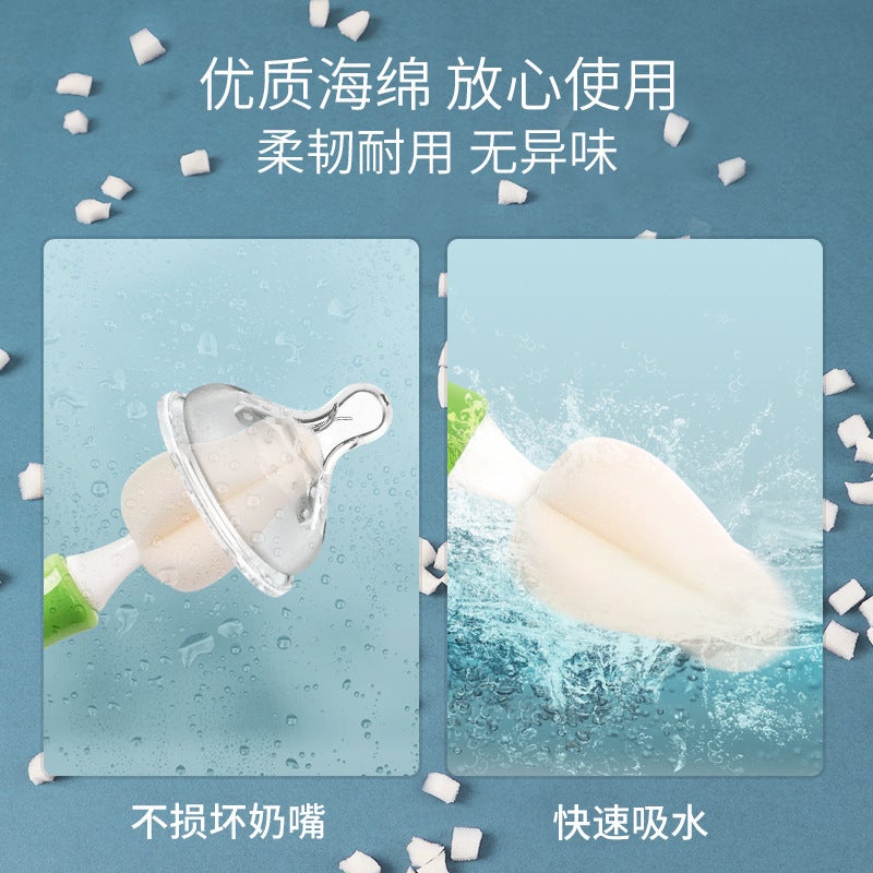 Infant Pacifier Brush Cleaning Brush Suit 360 Degree Rotating Replacement Head Sponge Bottle Brush Pacifier Brush Suit - Image 5