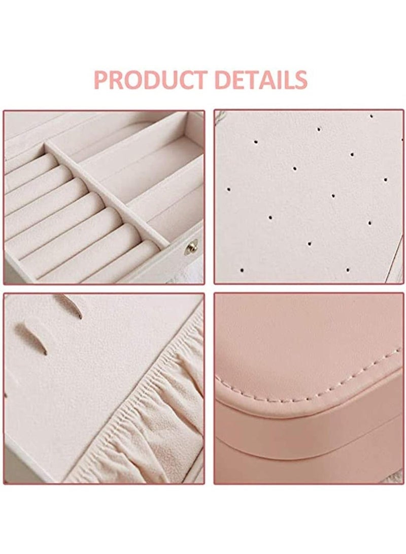 Pink Jewelry Box Organizer with Necklace Hooks and Compartments for Rings and Bracelets - Image 3
