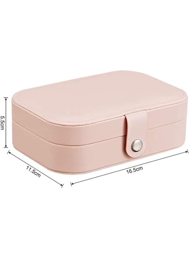 Pink Jewelry Box Organizer with Necklace Hooks and Compartments for Rings and Bracelets - Image 5