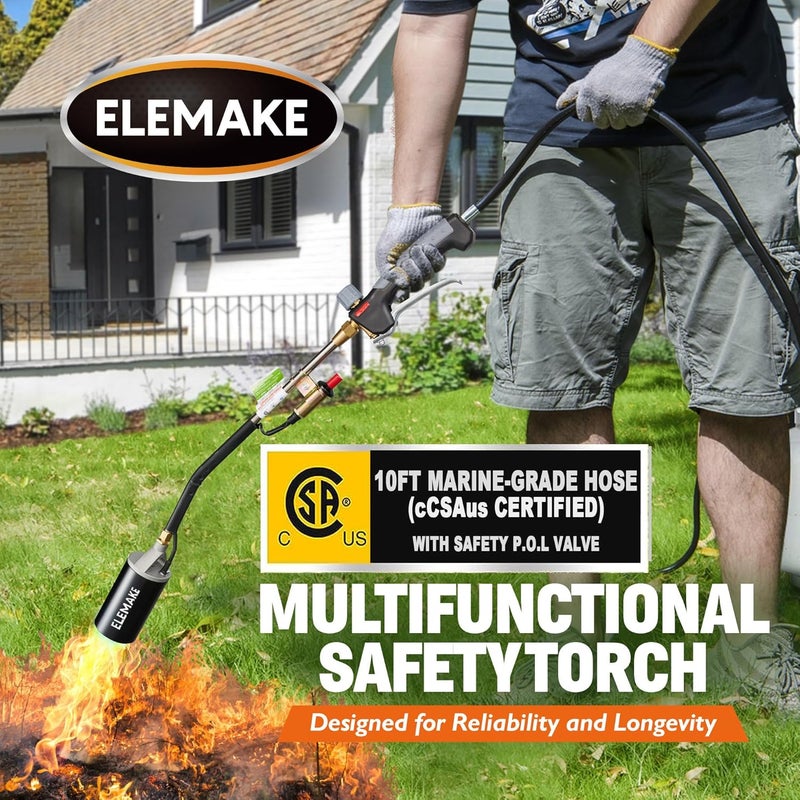 STEINBRÃœCKE Propane Torch Weed Burner - Weed Torch with 10ft Hose(CSA Certified), High Output Blow Torch with Trigger Electronic Ignition, Work for Garden, Burning Weeds & Stumps, Melting Ice & Snow - Image 2