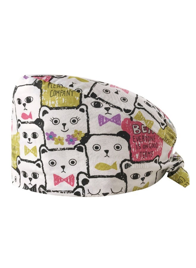 NIBEMINENT Scrubs Cap  Cotton Print Surgery Scrub Hats Nurse Caps Medical Accessories Beauty Salon Pet Shop Lab Work Hat Chef Hat