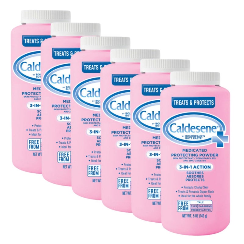Caldesene Medicated Protecting Powder with Zinc Oxide CornstarchTalc Free 5 Ounce 6 Pack