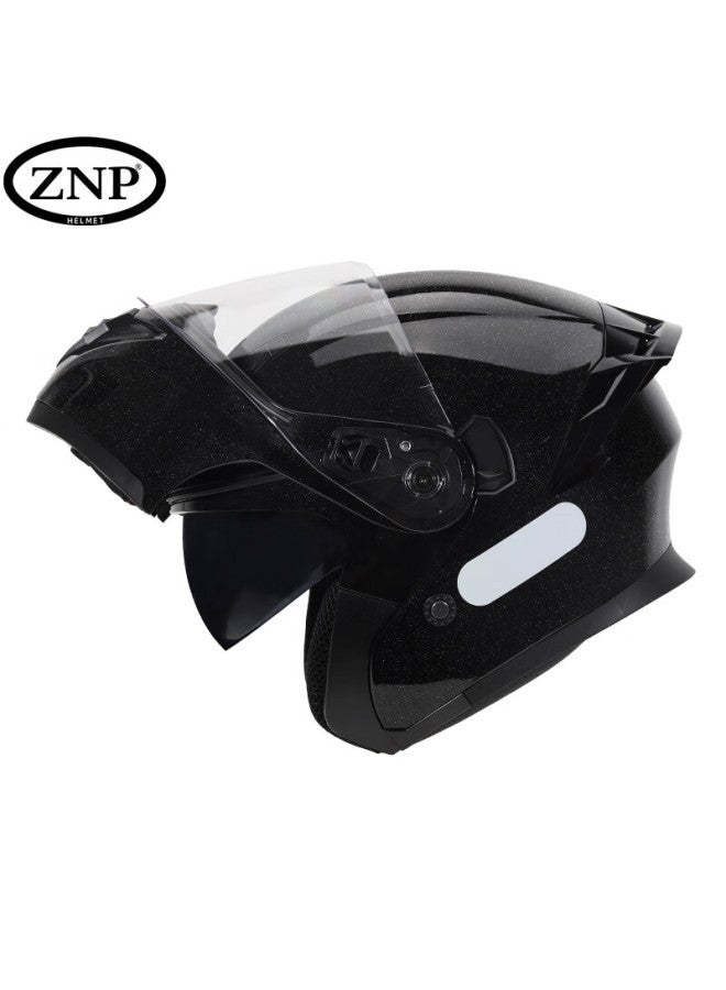 Znp 808 Motorcycle Helmet Uni Flip-up Helmet Four Seasons Universal Electric Motorcycle Full Face Helmet Flash Black XL - Image 1