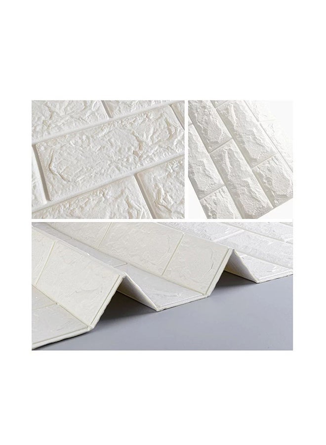 Bukela 10-Piece 3D Brick Pattern Decorative Adhesive Wallpaper Set White 77x70cm - Image 4