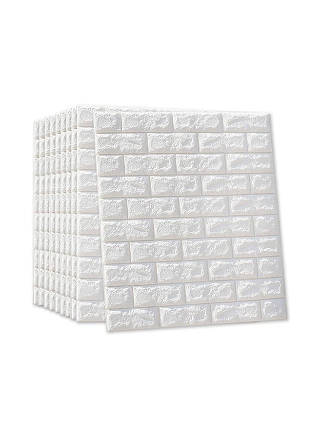 Bukela 10-Piece 3D Brick Pattern Decorative Adhesive Wallpaper Set White 77x70cm - Image 1